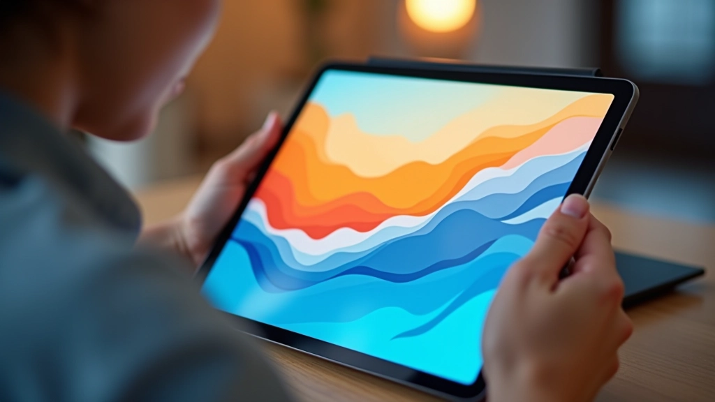 Digital artist's tablet showing a character sketch with warm orange and cool blue color blocking demonstrating value contrast